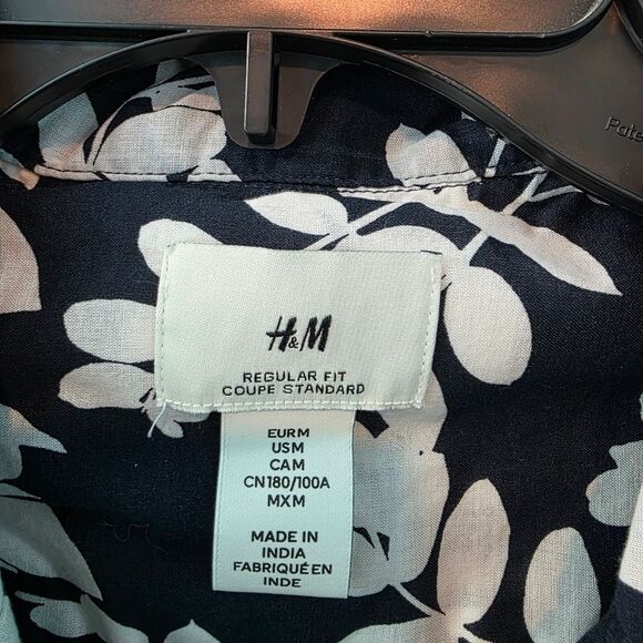 H&M Blue and White Casual Button Down Shirt Mens M - Picture 3 of 3